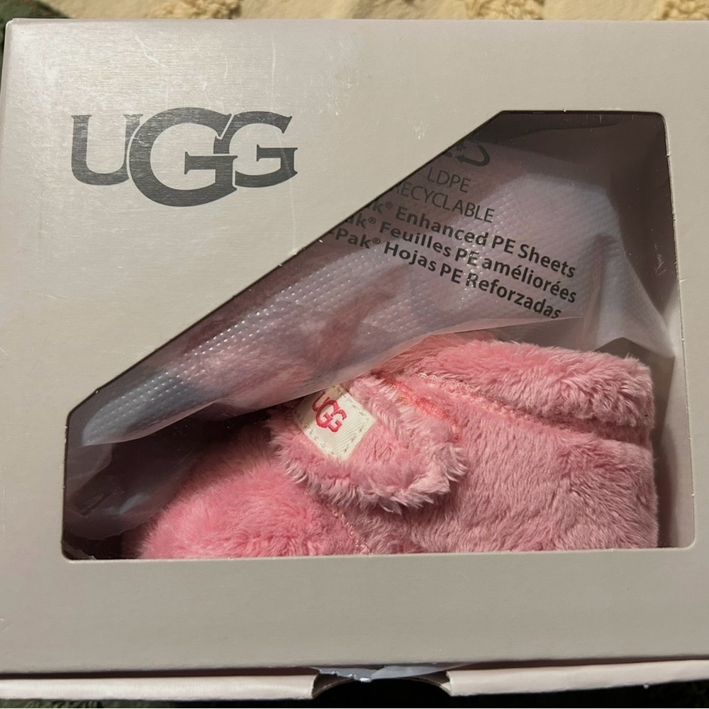 UGG Pink Fuzzy Slip-On Slippers